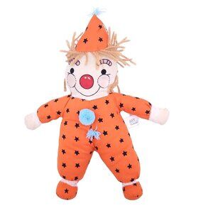 Rare Vintage Soft Things Plush Clown Doll Circus Korea Collectible 11"‎ Orange